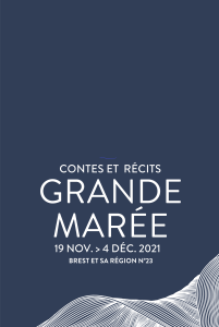 visuel grande marée 2021. Une vague en bas à droite