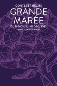 Visuel Grande Marée 2025. il représente un artichaut violet