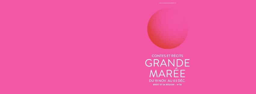 visuel 2026. une lune rouge sur fond rose fluo